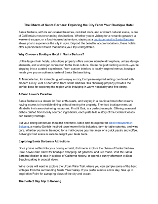 The Charm of Santa Barbara - Exploring the City From Your Boutique Hotel