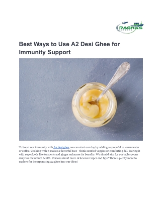 Best Ways to Use A2 Desi Ghee for Immunity Support
