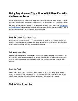 Rainy Day Vineyard Trips: How to Still Have Fun When the Weather Turns