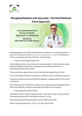 Managing Diabetes with Ayurveda – The Heal Wellness Clinic Approach