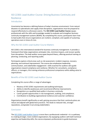 iso 22301 lead auditor course