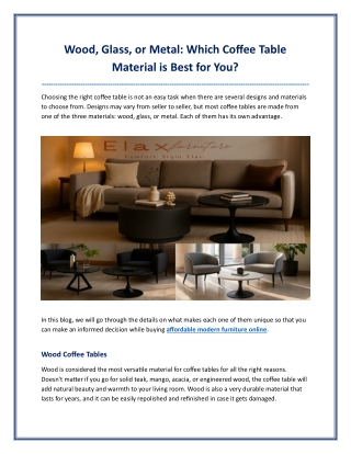 Wood Glass or Metal Which Coffee Table Material is Best for You