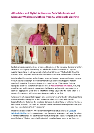 Affordable and Stylish Activewear Sets Wholesale and Discount Wholesale Clothing from CC Wholesale Clothing