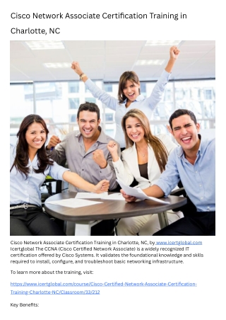 Cisco Network Associate Certification Training in Charlotte, NC
