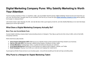 Digital Marketing Company Pune Why Saletify Marketing Is Worth Your Attention