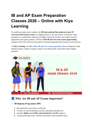 IB and AP Exam Preparation Classes 2026 – Online with Kiya Learning