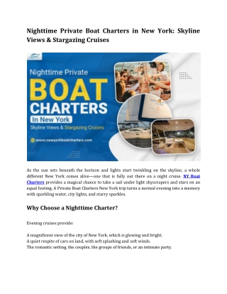 Nighttime Private Boat Charters in New York Skyline Views & Stargazing Cruises