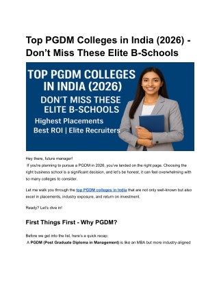 Top PGDM Colleges in India (2026) - Don’t Miss These Elite B-Schools