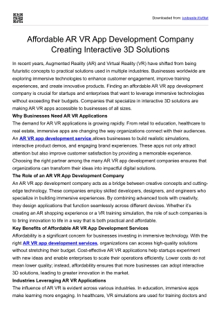 ar vr app development service