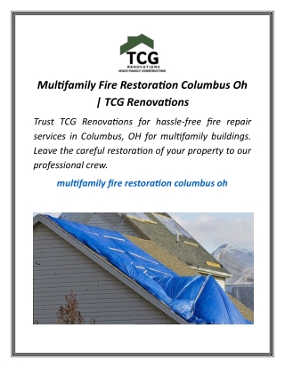 Multifamily Fire Restoration Columbus Oh | TCG Renovations