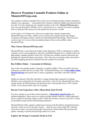 Discover Premium Cannabis Products Online at MonsterOfTerps