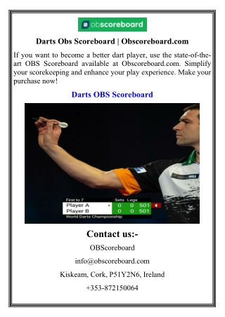 Darts Obs Scoreboard Obscoreboard.com