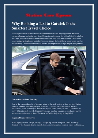 Why Booking a Taxi to Gatwick Is the Smartest Travel Choice