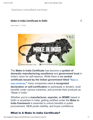 Make in India Certificate In Delhi