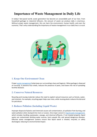 Importance of Waste Management in Daily Life