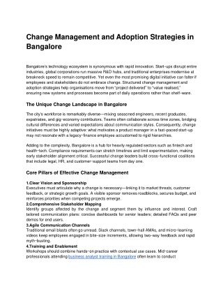 Change Management and Adoption Strategies in Bangalore