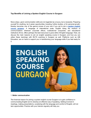 Top Benefits of Joining a Spoken English Course in Gurgaon