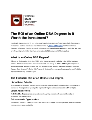 The ROI of an Online DBA Degree