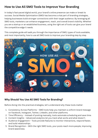 How to Use All SMO Tools to Improve Your Branding