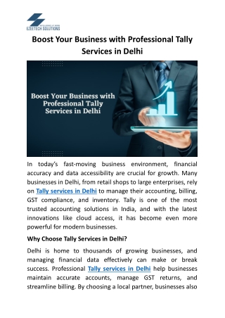 Boost Your Business with Professional Tally Services in Delhi