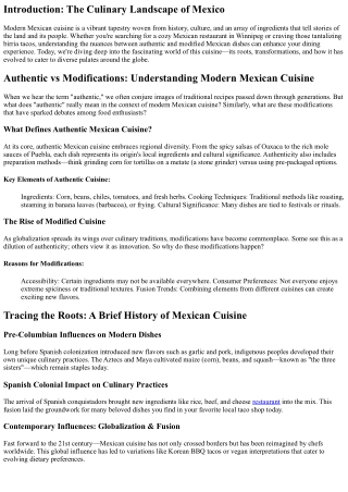 Authentic vs Modifications: Understanding Modern Mexican Cuisine