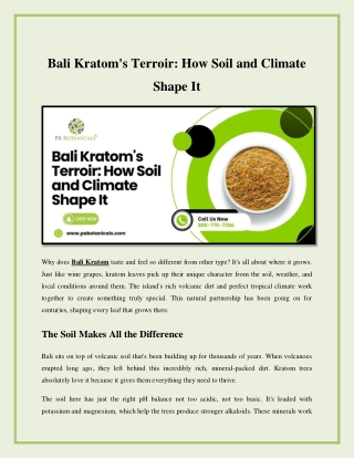 Bali Kratom's Terroir: How Soil and Climate  Shape It