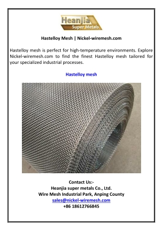 Hastelloy Mesh | Nickel-wiremesh.com
