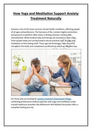 How Yoga and Meditation Support Anxiety Treatment Naturally