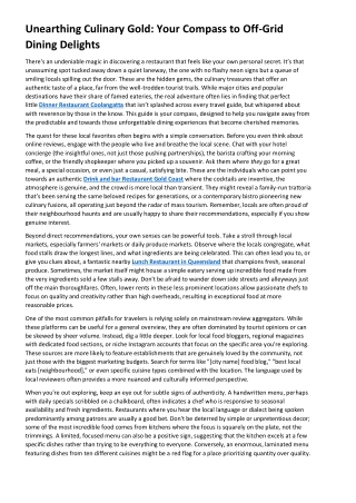 Unearthing Culinary Gold Your Compass to Off-Grid Dining Delights