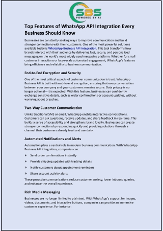 Top Features of WhatsApp API Integration Every Business Should Know