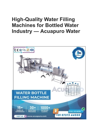 High-Quality Water Filling Machines for Bottled Water Industry