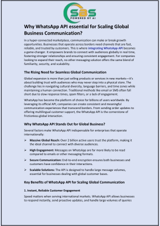 Why WhatsApp API essential for Scaling Global Business Communication