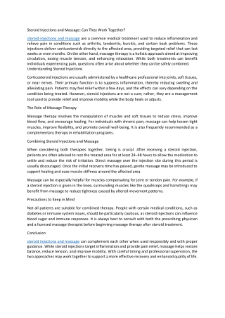 steroid injections and massage