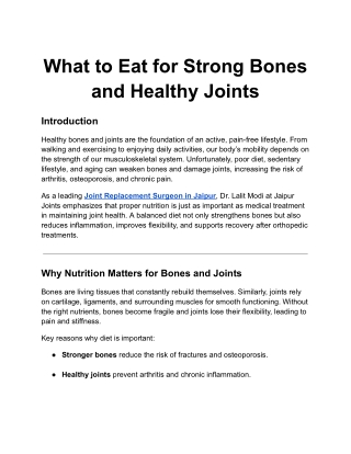 What to Eat for Strong Bones and Healthy Joints
