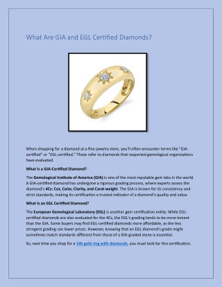 What Are GIA and EGL Certified Diamonds?