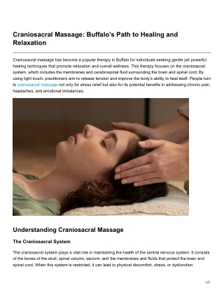 Craniosacral Massage Buffalo’s Path to Healing and Relaxation