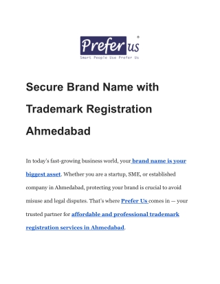 Secure Brand Name with Trademark Registration Ahmedabad