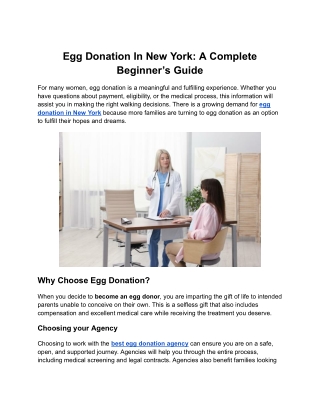 Egg Donation in New York: A Complete Beginner’s Guide