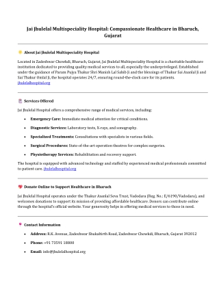 Compassionate Healthcare in Bharuch, Gujarat