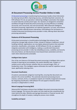 AI Document Processing Service Provider Online in India
