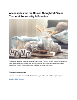 Accessories for the Home: Thoughtful Pieces That Add Personality & Function