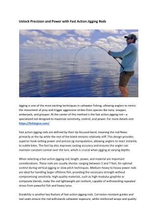 Unlock Precision and Power with Fast Action Jigging Rods