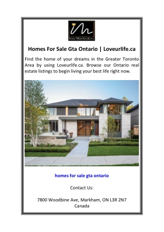 Homes For Sale Gta Ontario  Loveurlife.ca