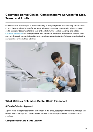 Columbus Dental Clinics Comprehensive Services for Kids Teens and Adults