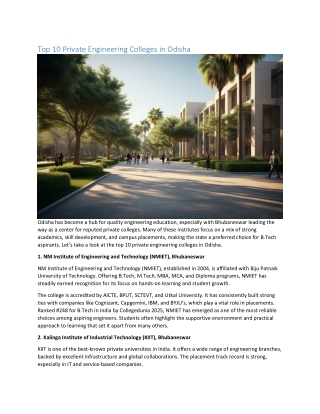 Top 10 Private Engineering Colleges in Odisha