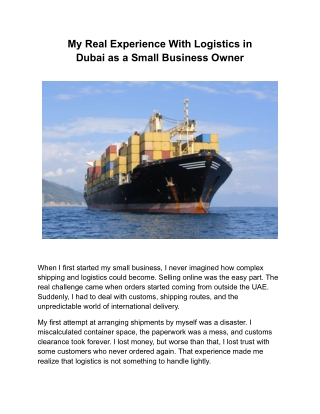 My Real Experience With Logistics in Dubai as a Small Business Owner