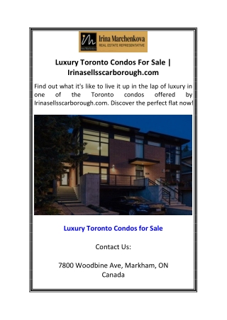 Luxury Toronto Condos For Sale  Irinasellsscarborough.com