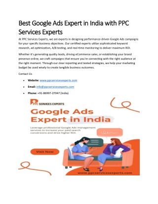 Best Google Ads Expert in India with PPC Services Experts