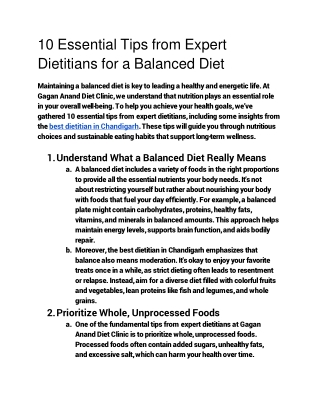 10 Essential Tips from Expert Dietitians for a Balanced Diet
