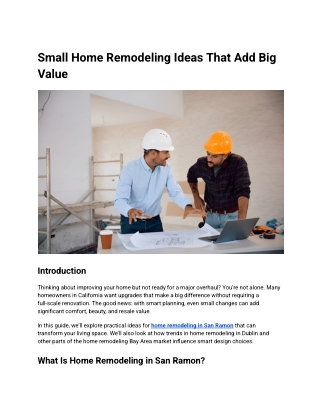 Small Home Remodeling Ideas That Add Big Value